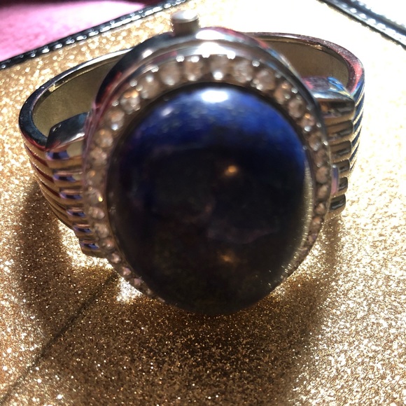 VINTAGE GENOA LAPIS LAZULI CZ WATCH BRACELET EUC - Picture 6 of 7